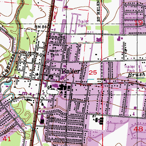 Topographic Map of East Baton Rouge Parish Library Baker Branch, LA