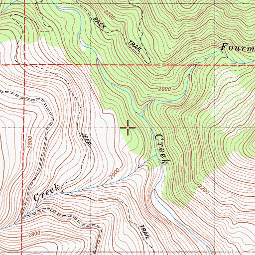Topographic Map of Fourmile Creek, CA