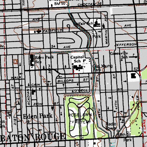 Topographic Map of East Baton Rouge Parish Library Eden Park Branch, LA