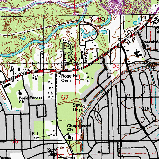 Topographic Map of East Baton Rouge Parish Library Greenwell Springs Regional Branch, LA