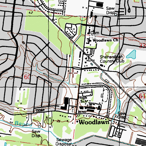 Topographic Map of East Baton Rouge Parish Library Jones Creek Regional Branch, LA