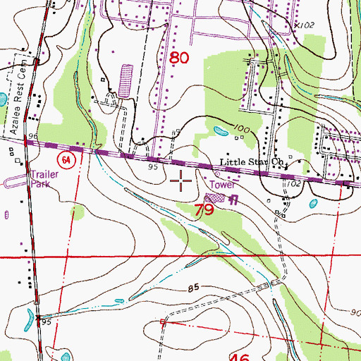 Topographic Map of East Baton Rouge Parish Library Zachary Branch, LA