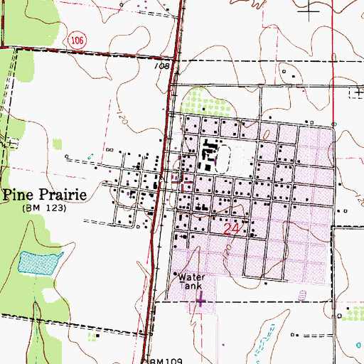 Topographic Map of Evangeline Parish Library Pine Prairie Branch, LA