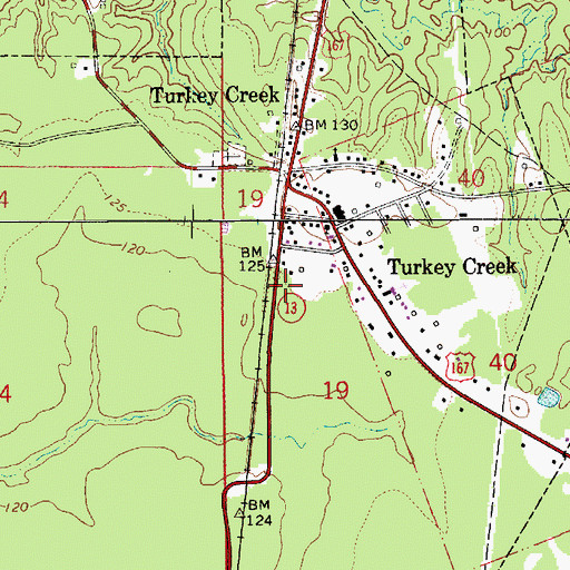 Topographic Map of Evangeline Parish Library Turkey Creek Branch, LA