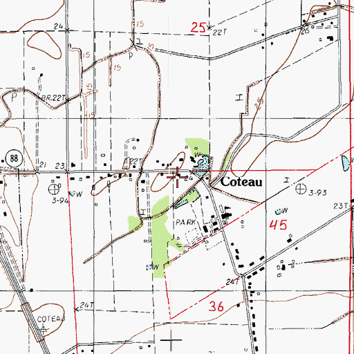 Topographic Map of Iberia Parish Library Coteau Branch, LA