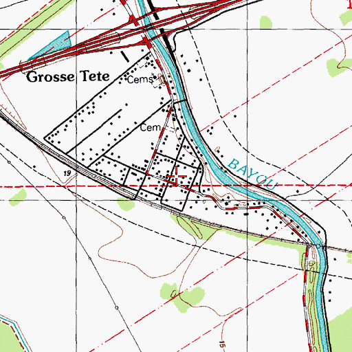 Topographic Map of Iberville Parish Library Grosse Tete Branch, LA
