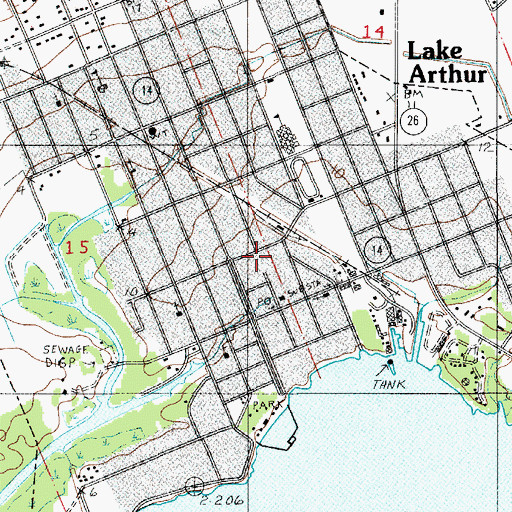 Topographic Map of Jefferson Davis Parish Library Lake Arthur Branch, LA