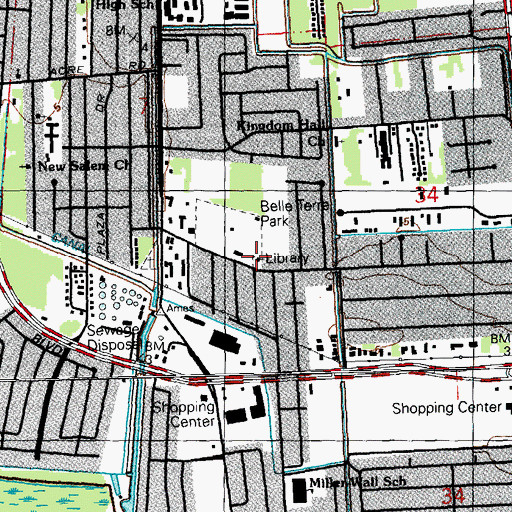 Topographic Map of Jefferson Parish Library Belle Terre Branch, LA