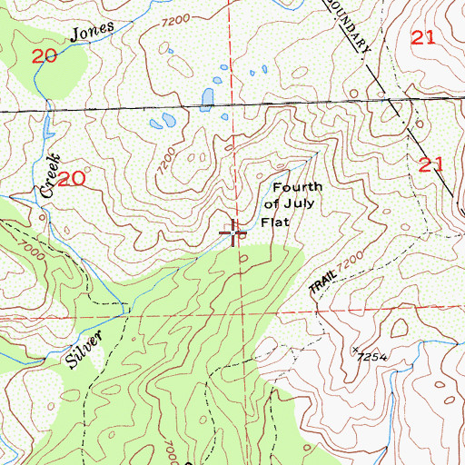 Topographic Map of Fourth of July Flat, CA