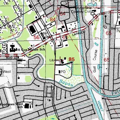 Topographic Map of Jefferson Parish Library Jane O Chatelain West Bank Regional Branch, LA
