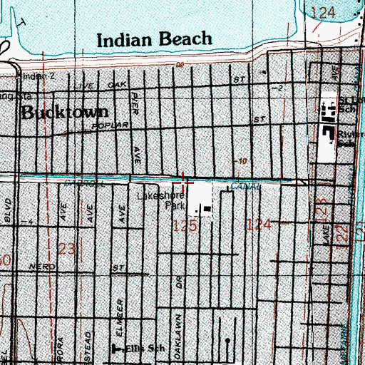 Topographic Map of Jefferson Parish Library Lakeshore Branch, LA
