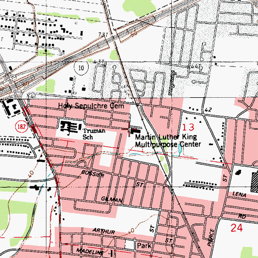 Topographic Map of Lafayette Parish Library Butler Memorial Branch, LA