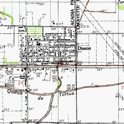 Topographic Map of Lafayette Parish Library Duson Branch, LA