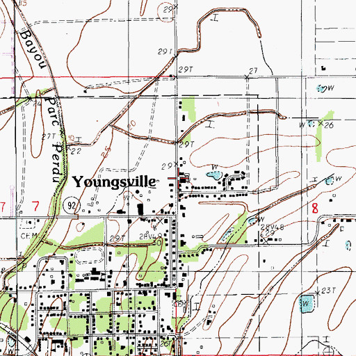 Topographic Map of Lafayette Parish Library Youngsville Branch, LA