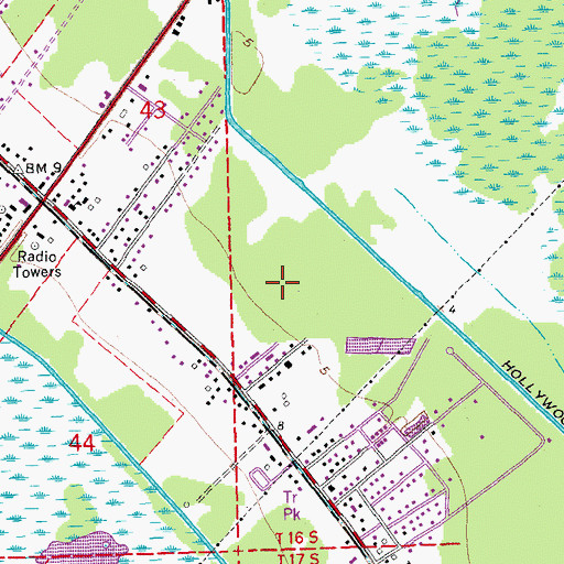 Topographic Map of Lafourche Parish Library Bayou Blue Branch, LA