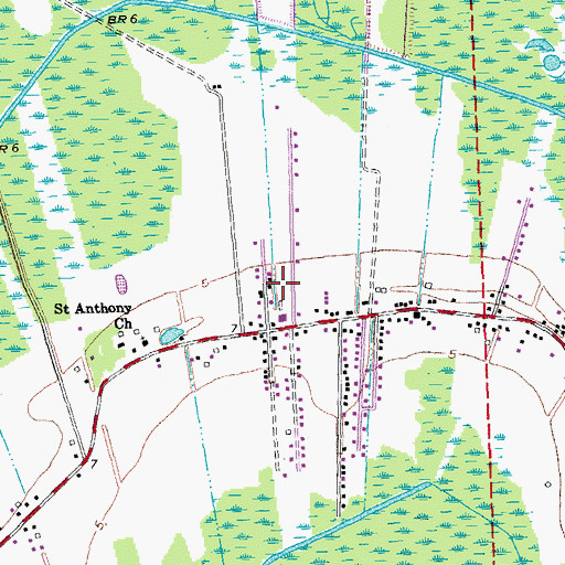 Topographic Map of Lafourche Parish Library Gheens Branch, LA