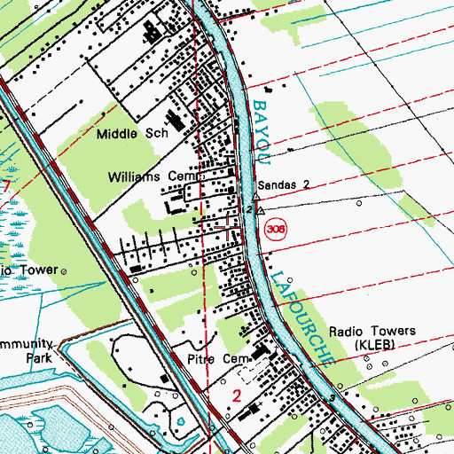 Topographic Map of Lafourche Parish Library Golden Meadow Branch, LA