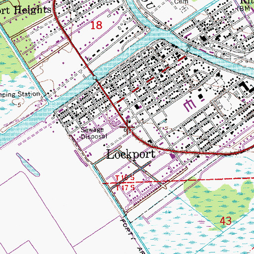 Topographic Map of Lafourche Parish Library Lockport Branch, LA