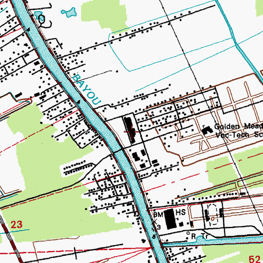 Topographic Map of Lafourche Parish Library South Lafourche Branch, LA