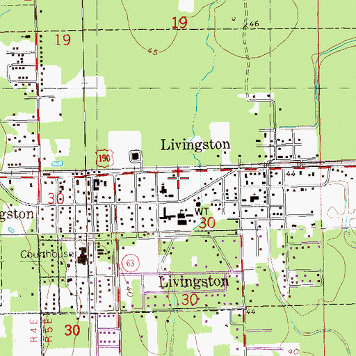Topographic Map of Livingston Parish Library, LA