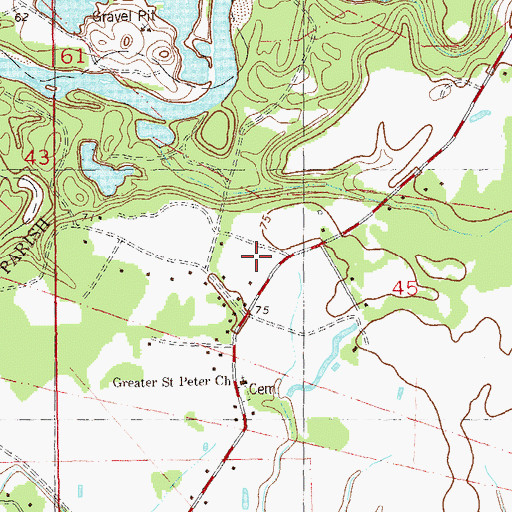 Topographic Map of Livingston Parish Library Watson Branch, LA