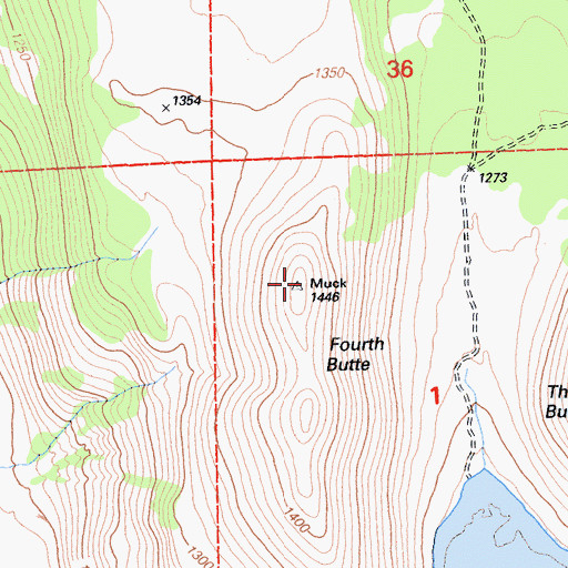Topographic Map of Fourth Butte, CA