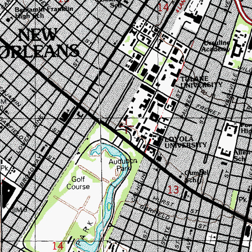 Topographic Map of Middle American Research Institute and Museum, LA