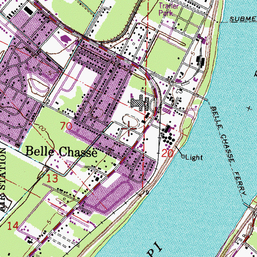 Topographic Map of Plaquemines Parish Library Belle Chasse Branch, LA