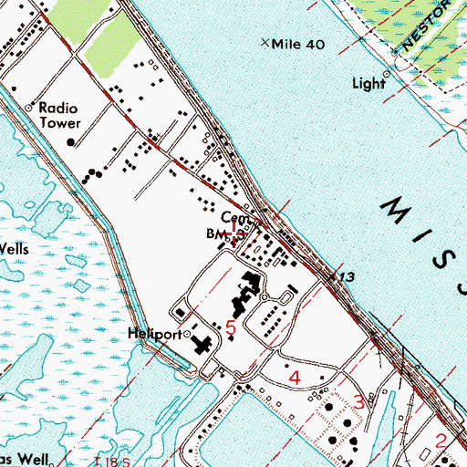 Topographic Map of Plaquemines Parish Library Port Sulphur Branch, LA