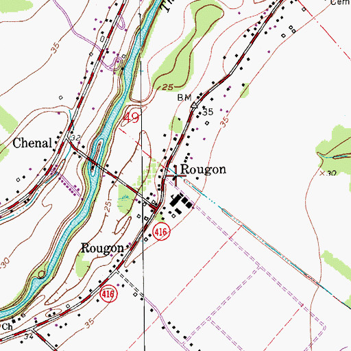 Topographic Map of Pointe Coupee Parish Library Julian Poydras Branch, LA