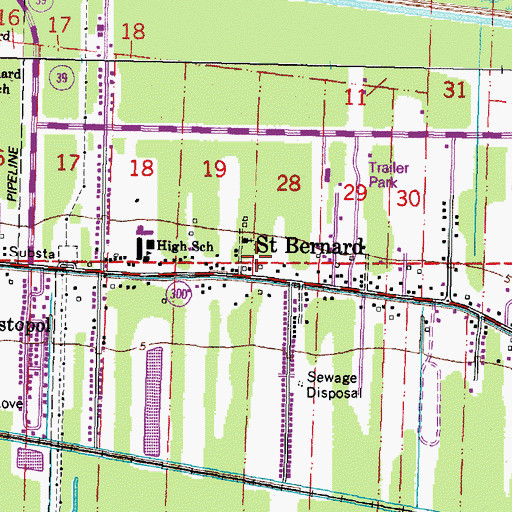 Topographic Map of Saint Bernard Parish Library Ducros Museum Branch (historical), LA