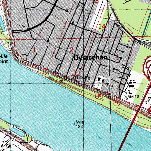 Topographic Map of Saint Charles Parish Library East Regional Branch, LA