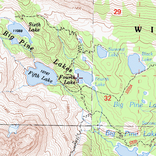 Topographic Map of Fourth Lake, CA