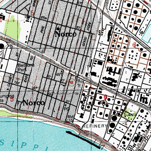 Topographic Map of Saint Charles Parish Library Norco Branch, LA