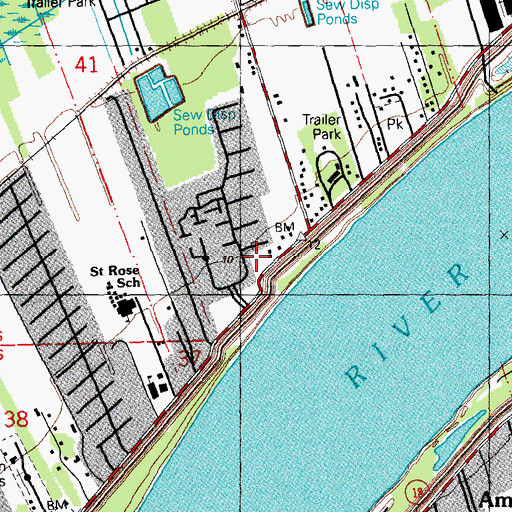 Topographic Map of Saint Charles Parish Library Saint Rose Branch, LA
