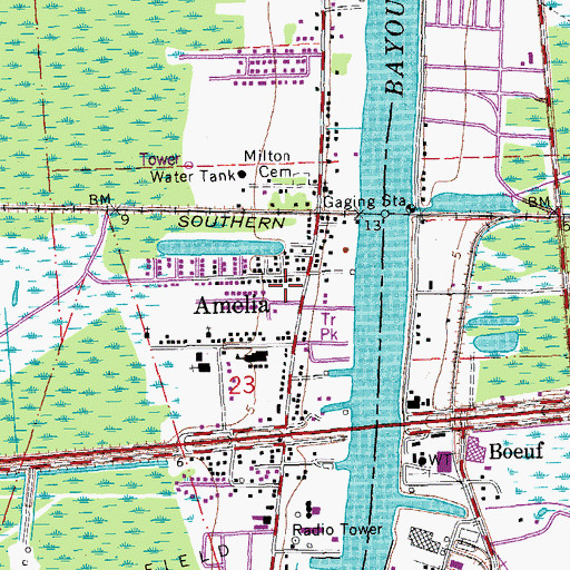 Topographic Map of Saint Mary Parish Library Amelia Branch, LA