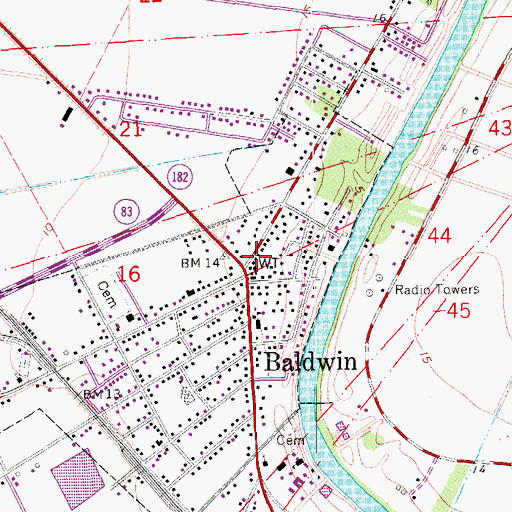 Topographic Map of Saint Mary Parish Library West End Branch, LA