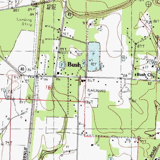 Topographic Map of Saint Tammany Parish Library Bush Branch, LA