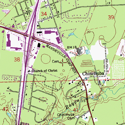 Topographic Map of Saint Tammany Parish Library Causeway Branch, LA