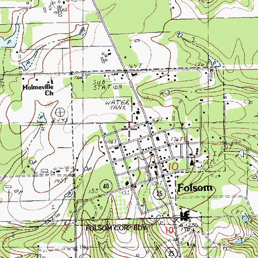 Topographic Map of Saint Tammany Parish Library Folsom Branch, LA