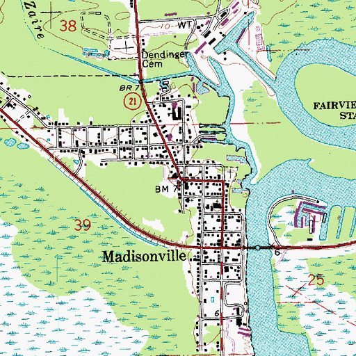 Topographic Map of Saint Tammany Parish Library Madisonville Branch, LA