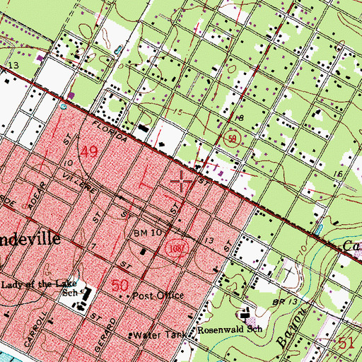 Topographic Map of Saint Tammany Parish Library Mandeville Branch, LA