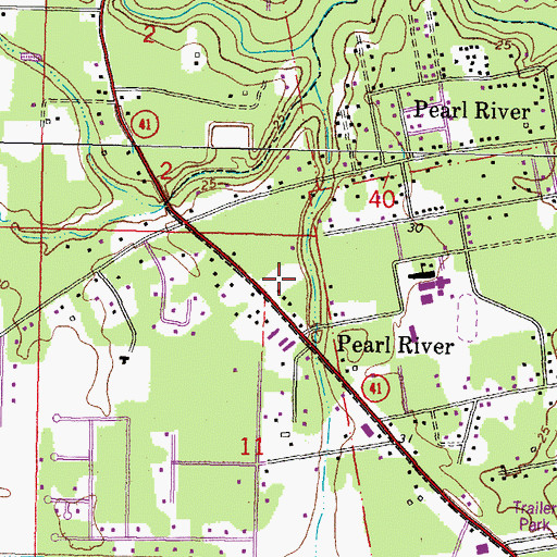 Topographic Map of Saint Tammany Parish Library Pearl River Branch, LA