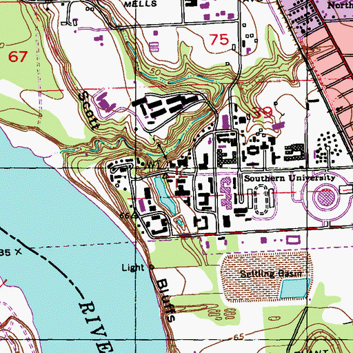Topographic Map of Southern University John B Cade Library, LA