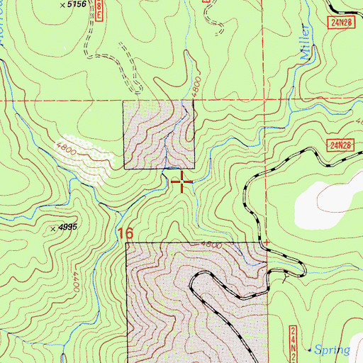 Topographic Map of Fourth Water Creek, CA