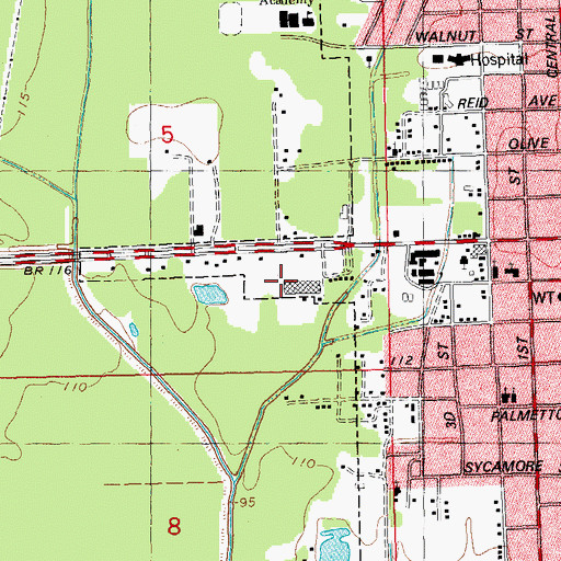 Topographic Map of Tangipahoa Parish Main Library, LA
