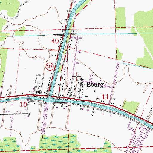 Topographic Map of Terrebonne Parish Library Bourg Branch, LA