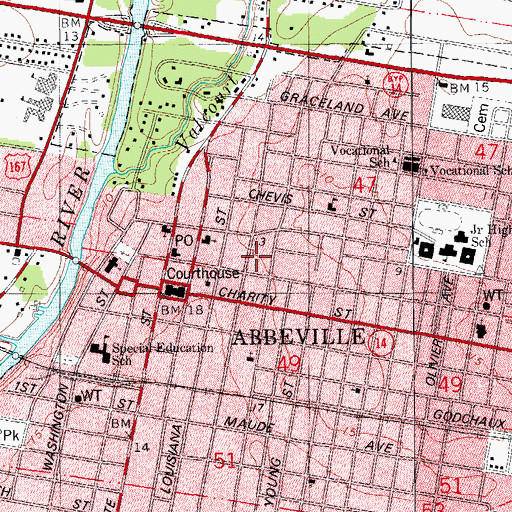 Topographic Map of Vermilion Parish Library, LA