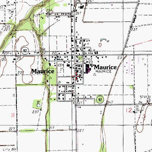 Topographic Map of Vermilion Parish Library Maurice Branch, LA