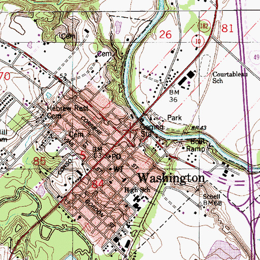 Topographic Map of Washington Municipal Library, LA